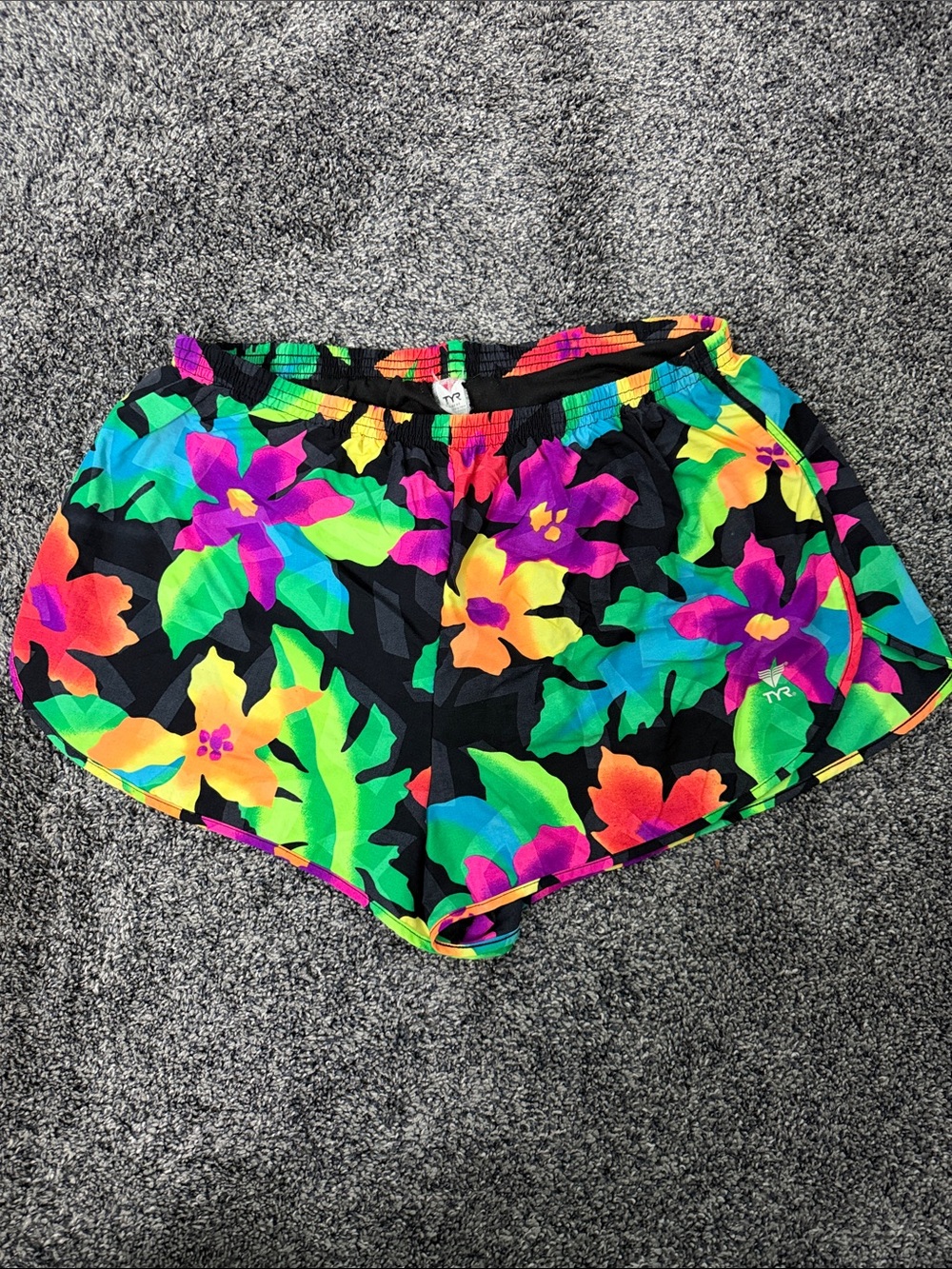 Vintage 1980’s TYR Neon Floral Athletic Shorts - Large
